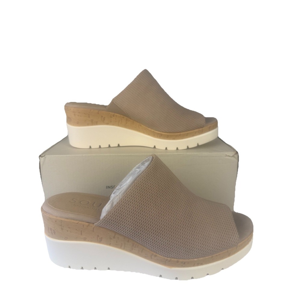 SOUL Naturalizer Goodtimes Wedge Slides Taupe Mesh Size 9W NWB Holiday Gift - Picture 1 of 6